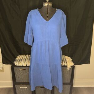 🦋Perceptions🦋 Blue Tiered Gauze Dress